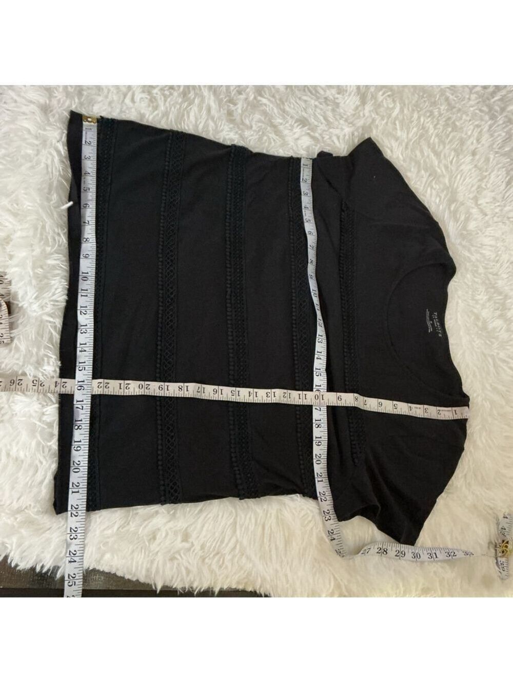 Women's Talbots Black Short Sleeve Tee with Lace Trim - Plus 1X - Picture 5 of 11